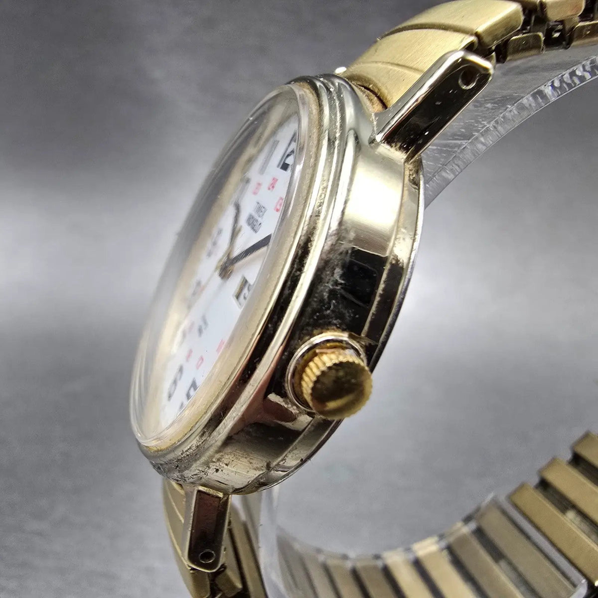 Timex Easy Reader Watch Men 35mm White Dial Gold Daydate Round New Battery2