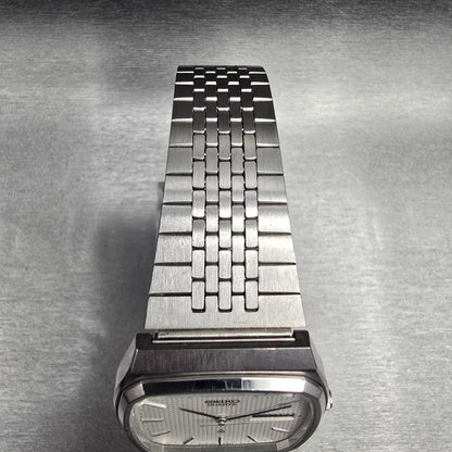 Seiko Watch Men 32mm Silver Dial Silver Tone Daydate Rectangle 5933-5040 New Bat4