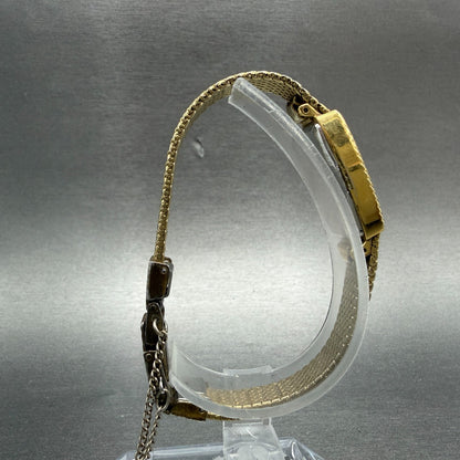 Seiko Tank Watch Women 14mm Champagne Dial Gold Tone 1320-5959 New Battery VTG8