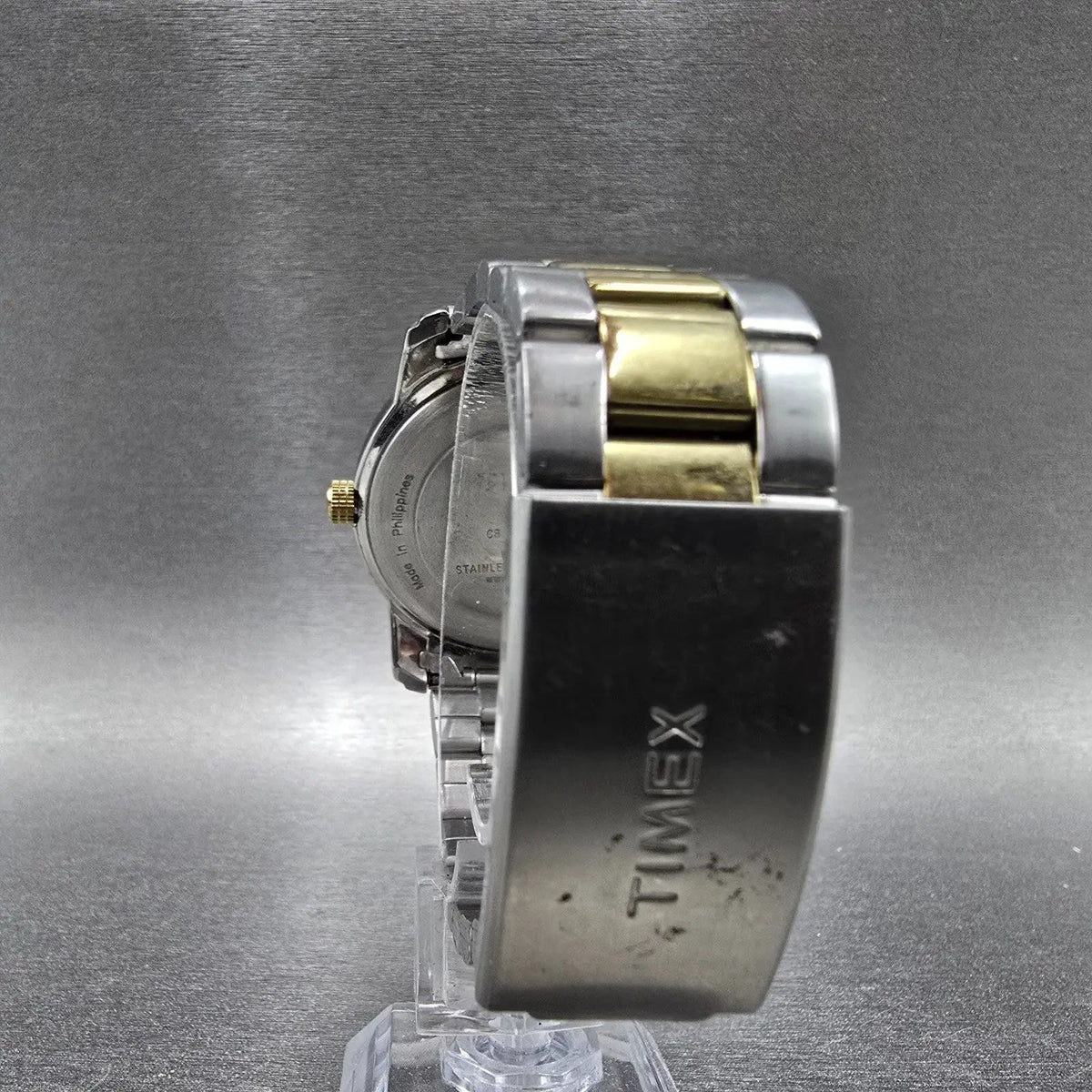 Timex Highland Street Watch Men 39mm Silver Dial Two Tone Daydate Round New Batt7