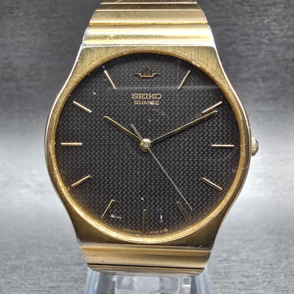 Seiko Watch Men 32mm Brown Dial Gold Tone Round 5Y31-8000 New Battery Vintage0