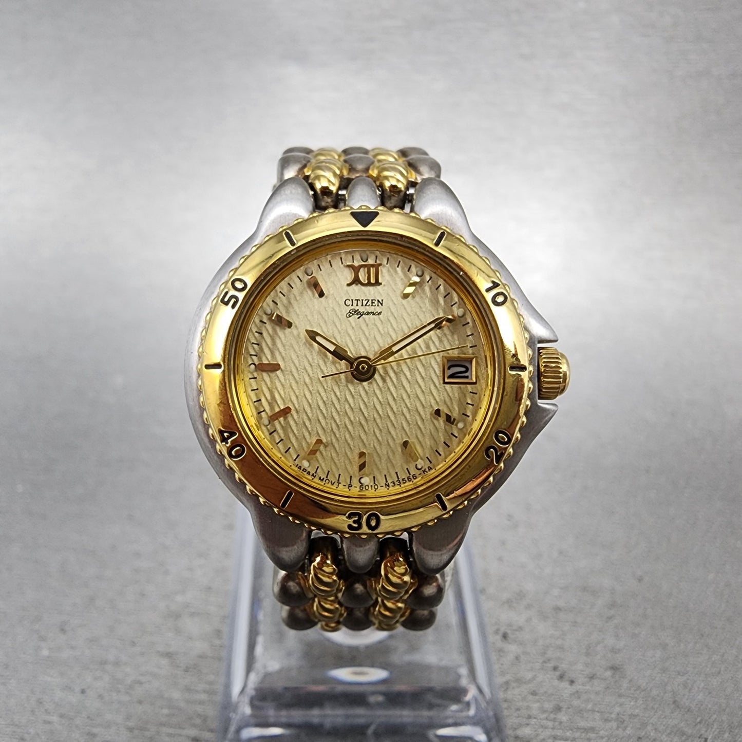 Citizen Elegance Watch Women 25mm Champagne Dial Two Tone Round New Battery0