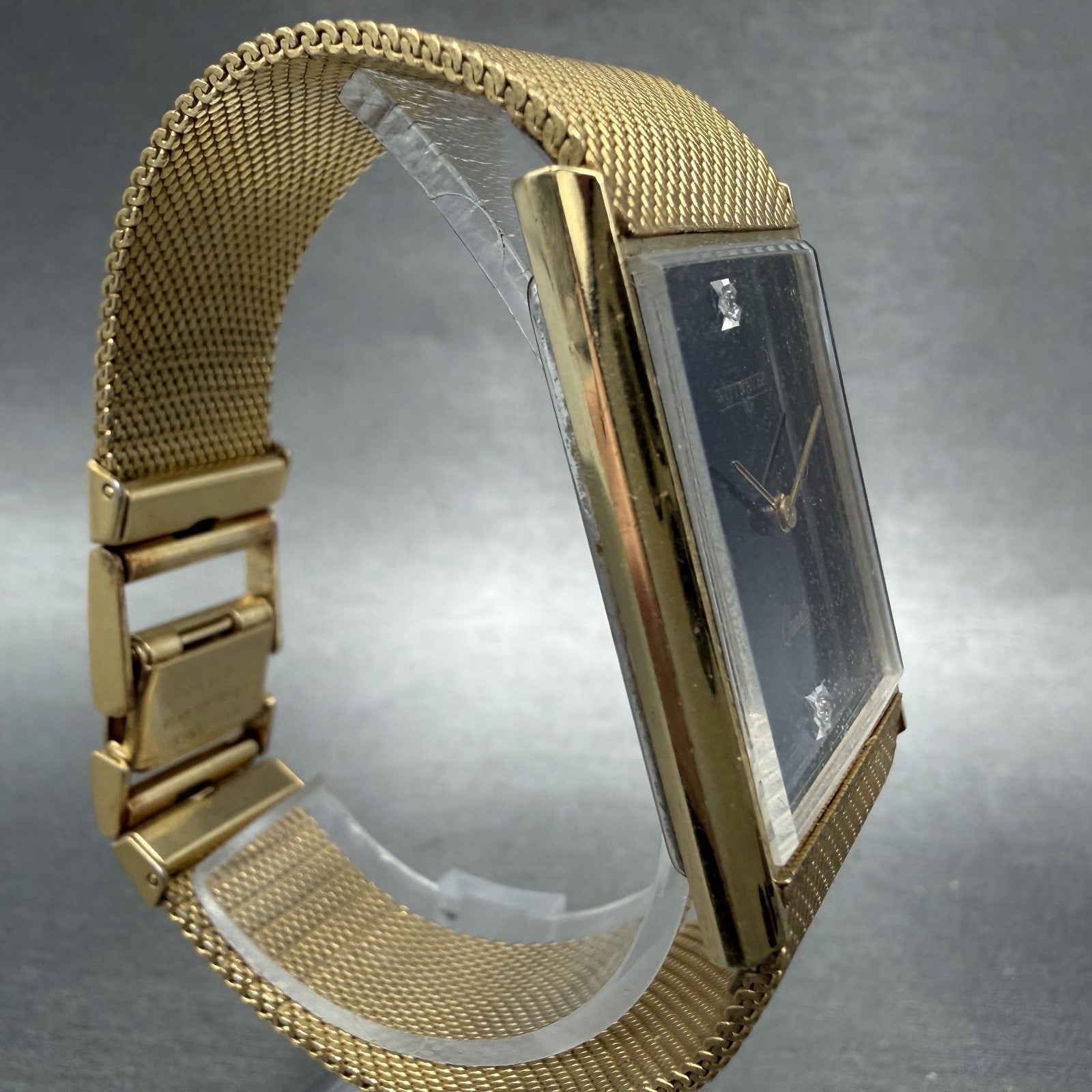 Wittnauer  Tank Watch Men 26mm Black Dial Gold Tone Rectangle New Battery3