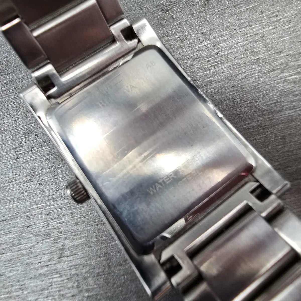 Bulova Tank Watch Men 27mm Blue Dial Silver Tone Date Rectangle 96G75 New Batt10