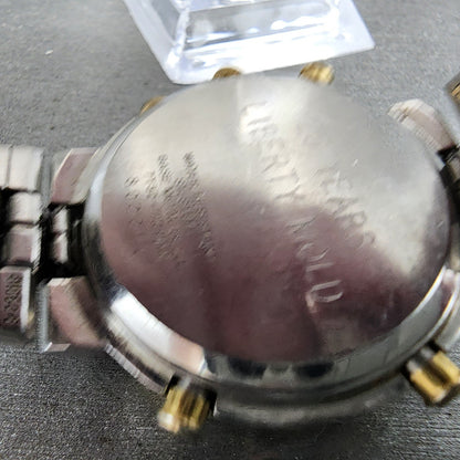 Seiko Chronograph Watch Men 36mm White Dial Two Tone Date Alarm 7T327A09 PARTS10