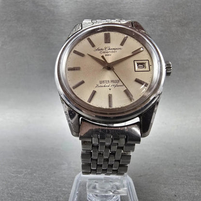 Seiko Champion Calendar Watch Men 36mm Silver Dial Silver Tone Date 86898 PARTS6