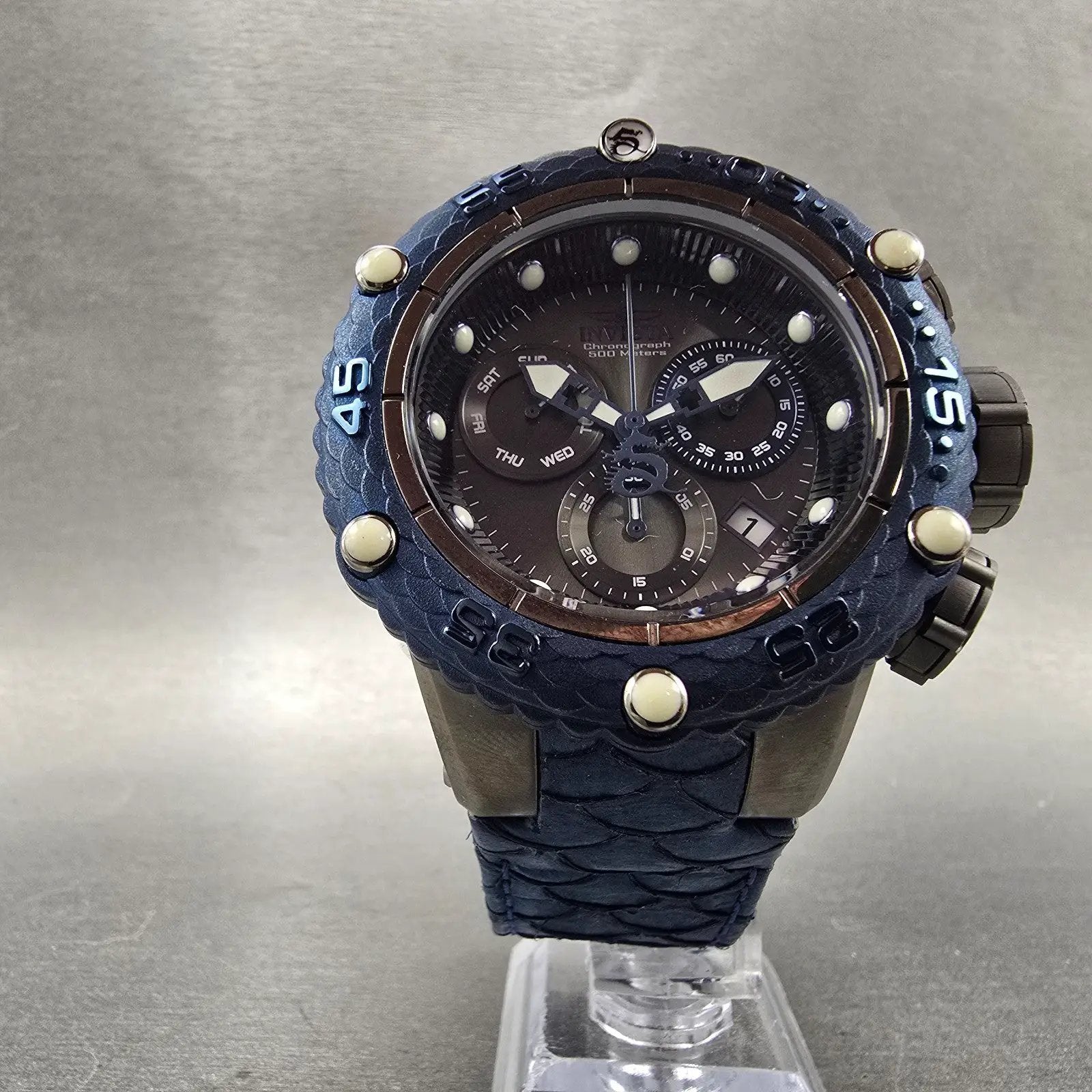 Invicta Sub Aqua Chronograph Watch Men 51mm Black Dial Black Tone 25069 New Batt5