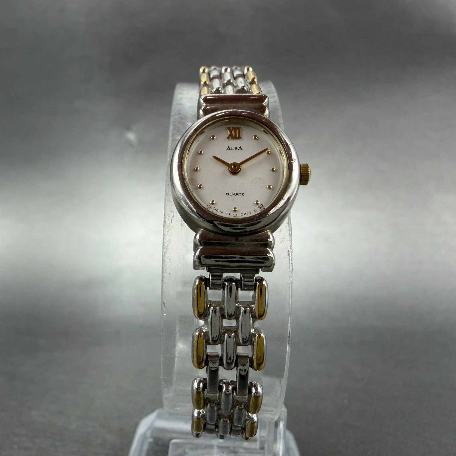 Seiko Alba Watch Women 15mm Silver Dial Two Tone Oval Y520-5070 New Battery5