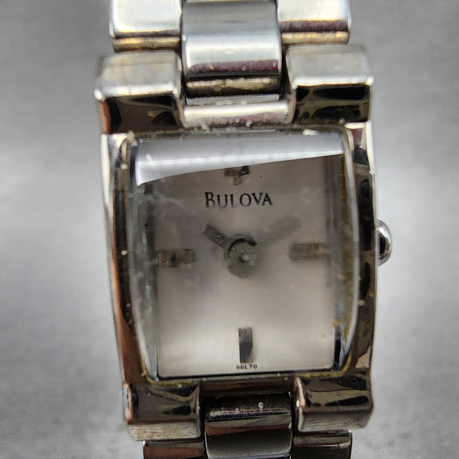 Bulova Tank Watch Women 15mm Silver Dial Silver Tone Rectangle 96L70 New Battery1