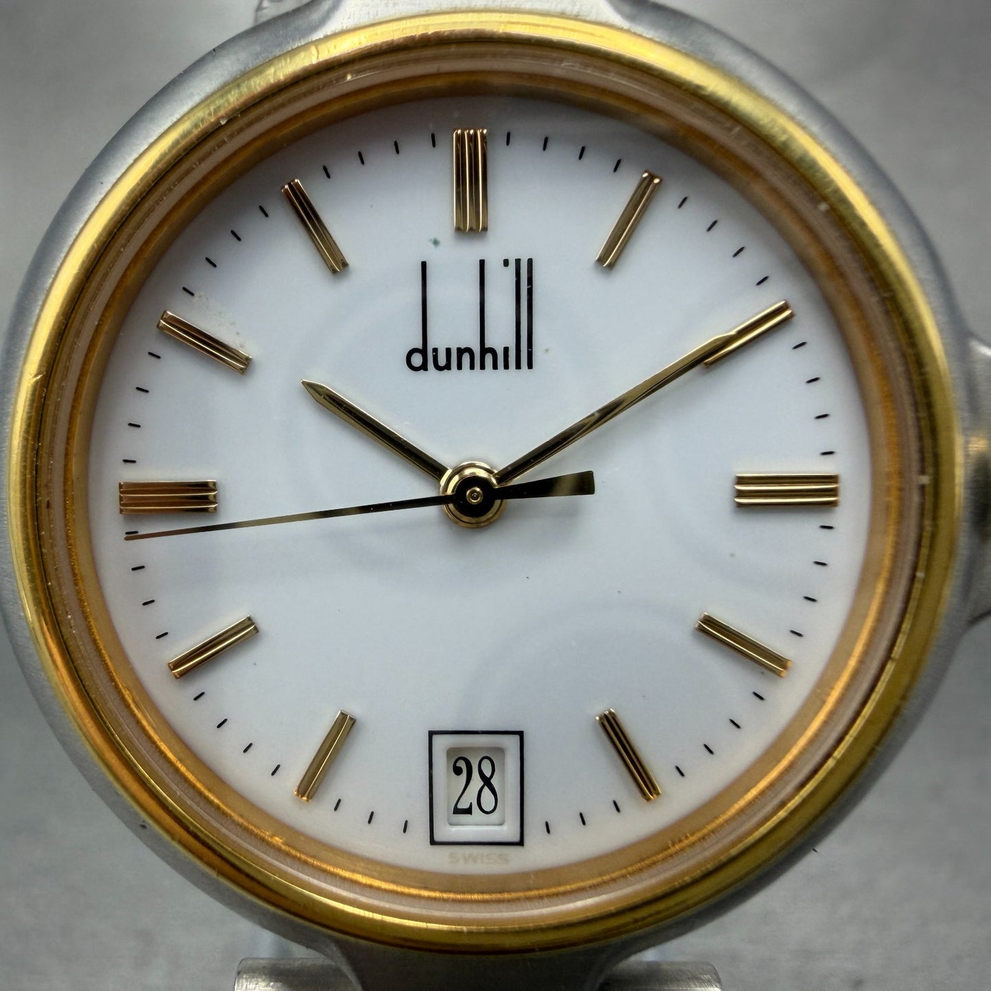 Dunhill Millennium Watch Men 32mm White Dial Two Tone Date Round READ!!!! NewBat1