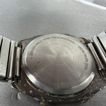 Pulsar Digital Watch Men 34mm Digital Silver Alarm Chrono READ! Y789-5059 NewBat9