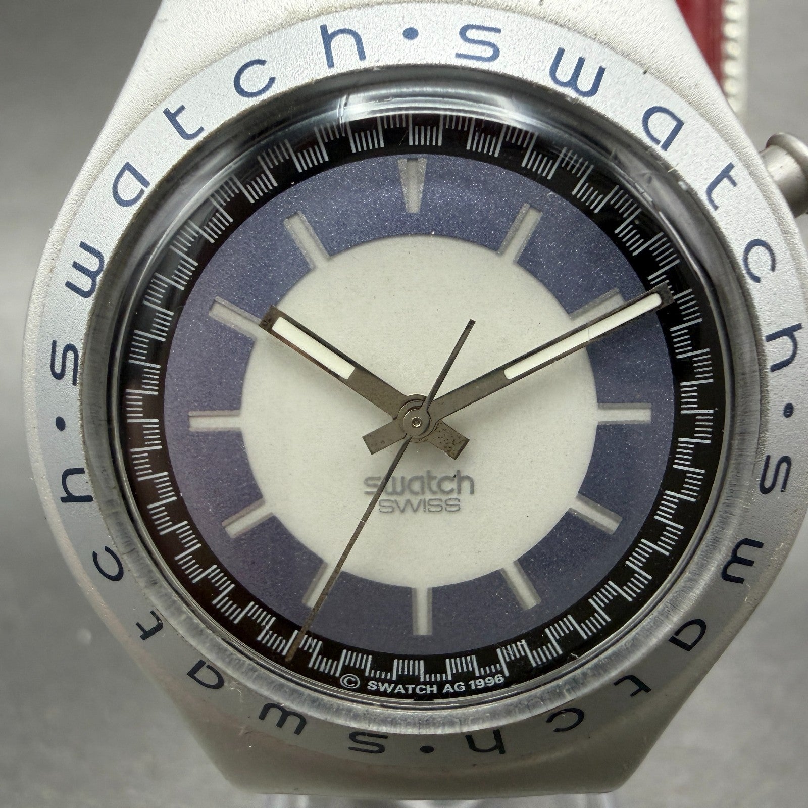 Swatch irony Zebah Watch Unisex 37mm Blue Dial Silver Tone YGS9000 New Battery1