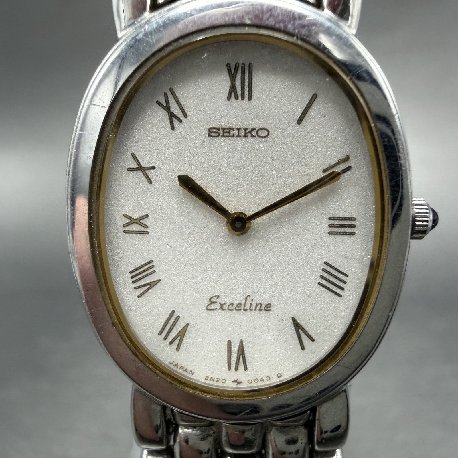 Seiko Exceline Watch Women White Dial Silver Tone Oval 2N20-5020 New Battery1