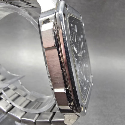 Fossil Watch Men 41mm Black Dial Silver Tone Daydate Rectangle BQ2655 New Batt3