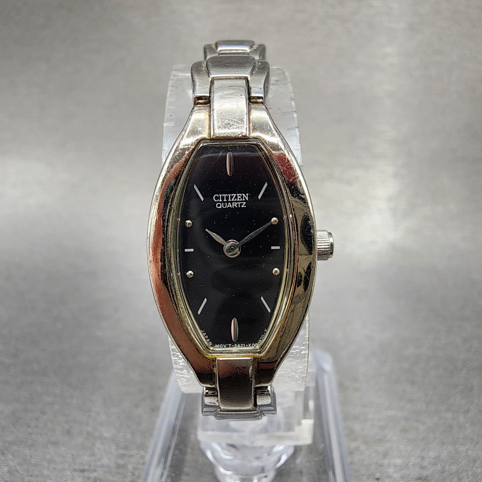Citizen Watch Women 16mm Black Dial Silver Tone Oval 5421K000459 New Battery0