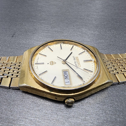 Seiko Lord quartz Watch Men 34mm Cream Dial Gold Tone Daydate 78537010 PARTS4
