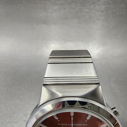 Trans Continents Chronograph Watch Men 38mm Orange Dial Silver Tone Date New Bat