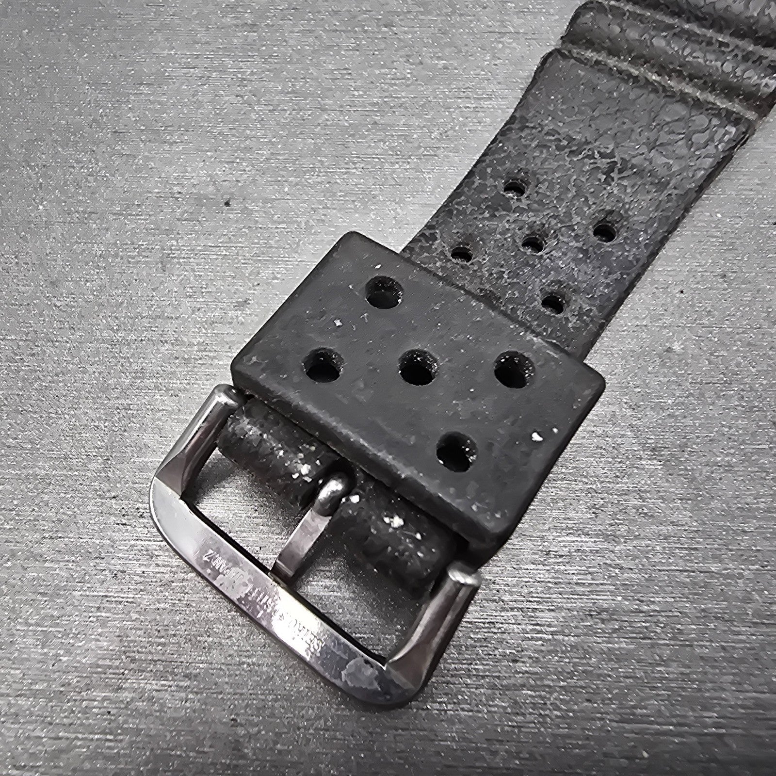 Seiko 22mm Dive Watch Band Black Two Piece Japan Made Vintage5