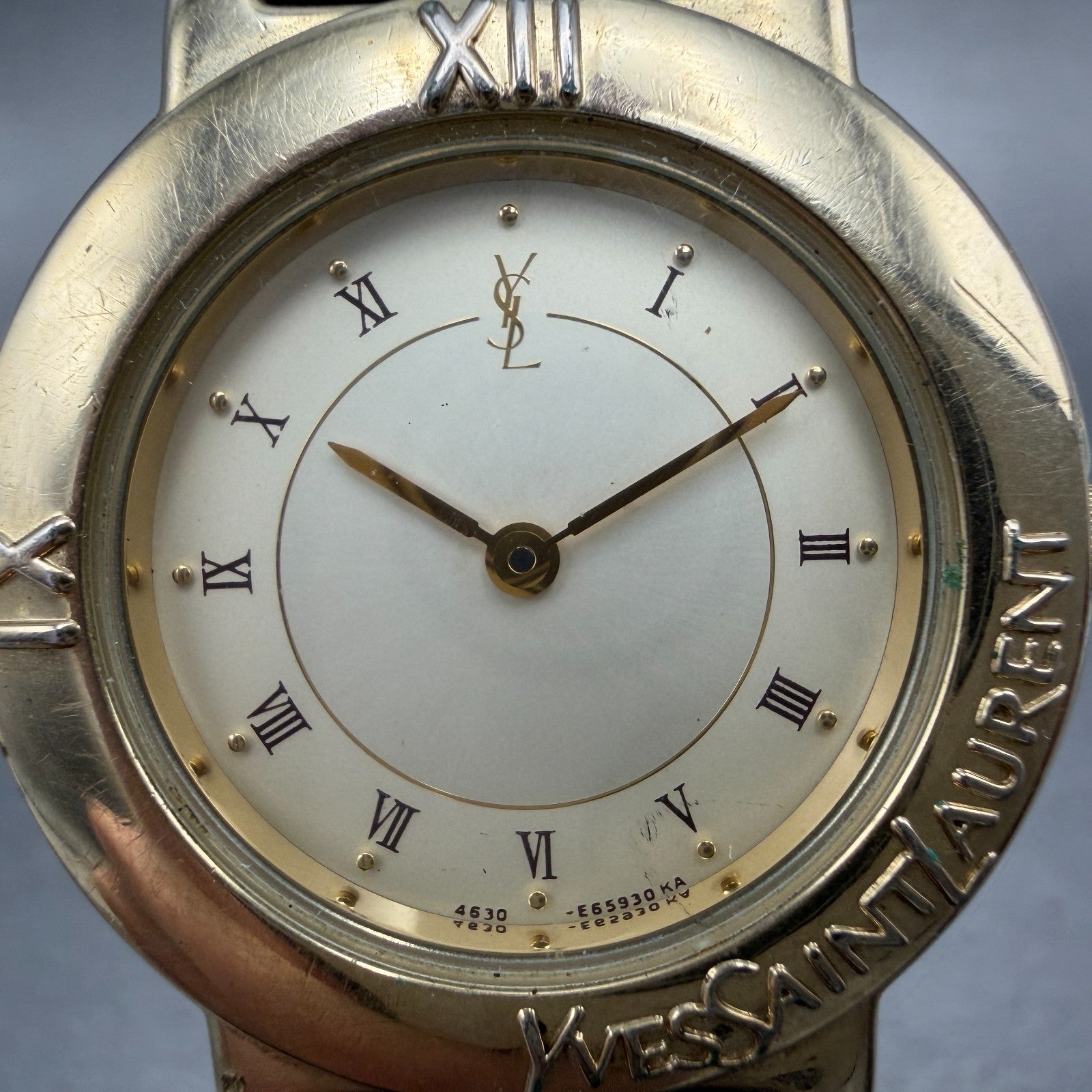 Yves Saint Laurent Watch Women 31mm Champagne Dial Two Tone 4620-E60957 New Batt1