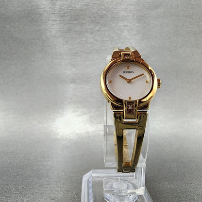 Seiko Watch Women 20mm MOP Dial Gold Tone Round 1n000gn0 Vintage New Battery5