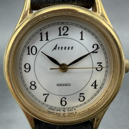 Seiko Avenue Watch Women 25mm Silver Gold Tone Round 2P21-0290 New Battery ER1