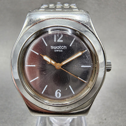 Swatch Irony Watch Women 23mm Gray Dial Stainless Steel Round New Battery0
