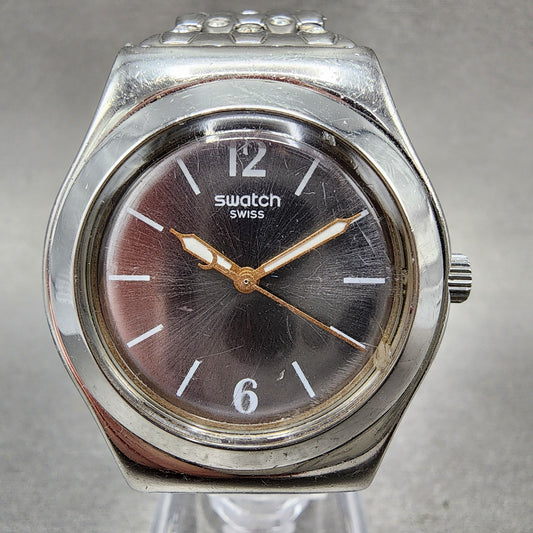Swatch Irony Watch Women 23mm Gray Dial Stainless Steel Round New Battery0