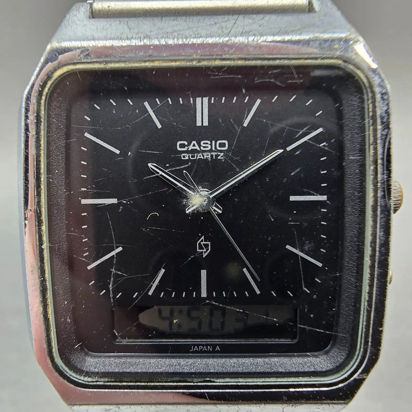Casio AQ-320 Watch Men 31mm Black Dial Silver Tone Analog Digital New Battery1