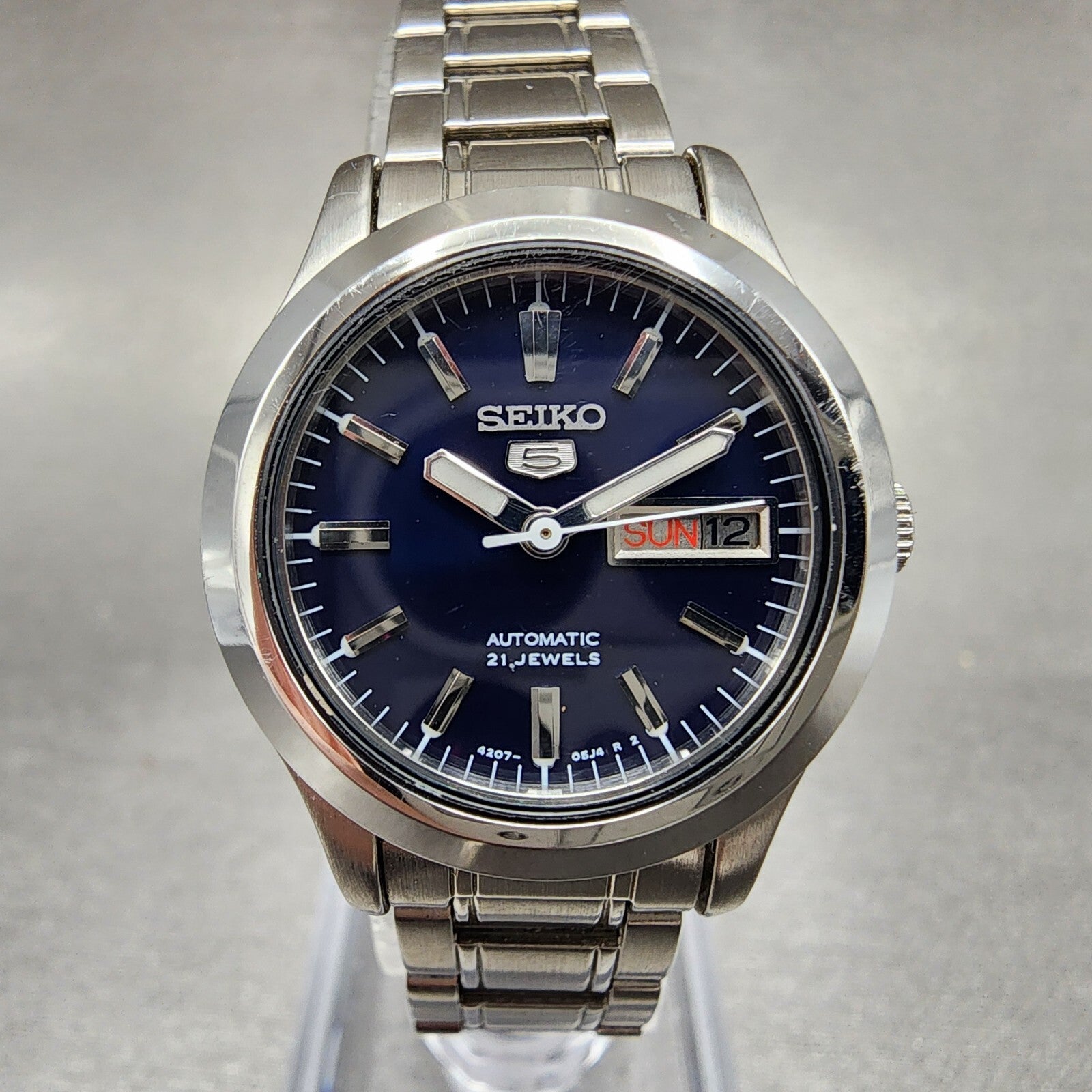 Seiko 5 Watch Women 25mm Blue Dial Steel Dadyate Round Automatic Runs 420701F00