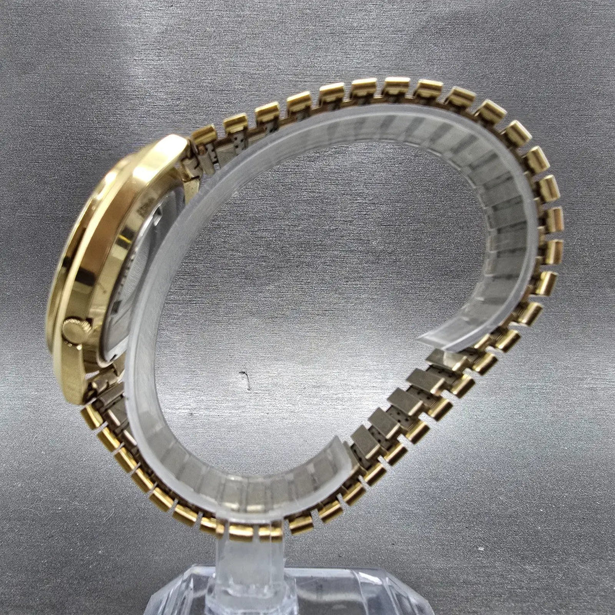 Seiko 5 Automatic Watch Men 39mm Gold Dial Gold Daydate Round 6119-8273 Works7