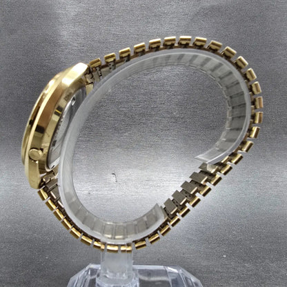 Seiko 5 Automatic Watch Men 39mm Gold Dial Gold Daydate Round 6119-8273 Works7