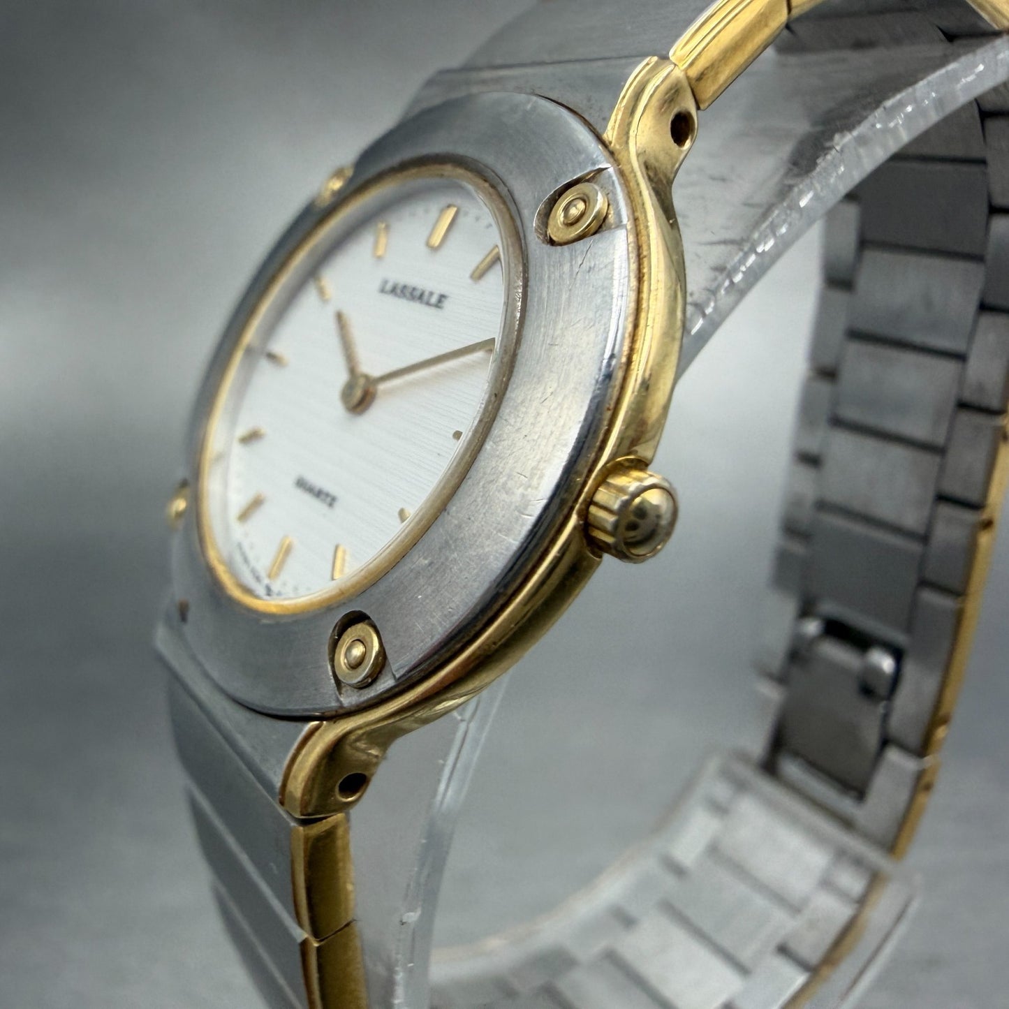 Seiko Lassale Watch Women 25mm White Dial Two Tone Round 1E50-0A99 New Battery2