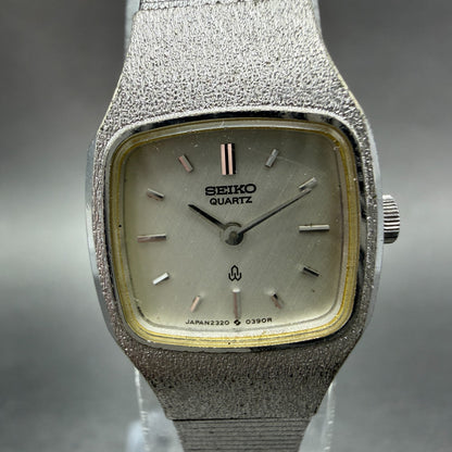 Seiko Watch Women 18mm Silver Dial Silver Tone Square 2320-5260 New Battery1