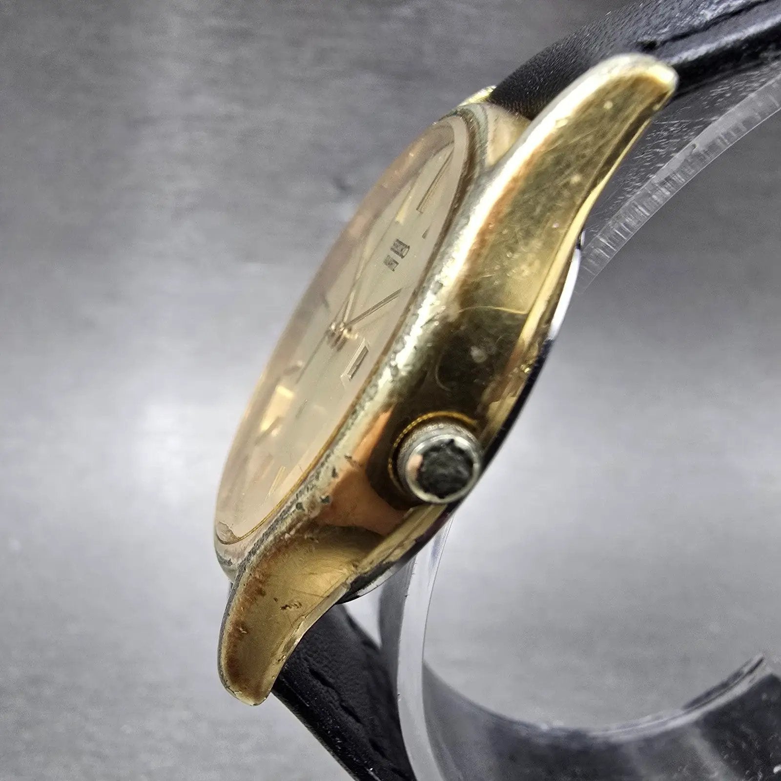 Seiko Watch Men 32mm Gold Dial Gold Tone Daydate Round 7123-7090 New Battery2
