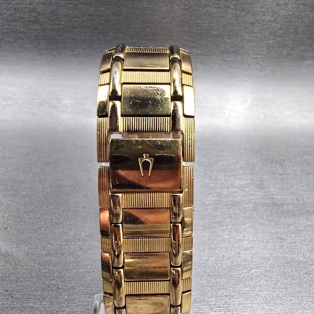 Bulova Watch Men 25mm Champagne Dial Gold Tone Rectangle 97F54 New Battery7