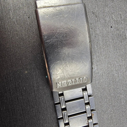 Citizen Bracelet 12mm Stainless Steel Silver Tone Tri Folding Clasp Vintage3