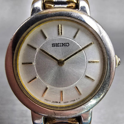 Seiko Watch Women 24mm Silver Dial Silver Tone Round 1N00-1E19 New Battery VTG1