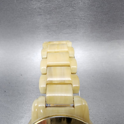 Michael Kors Watch Women 34mm Champagne Dial Tan Case Round MK4204 New Battery4