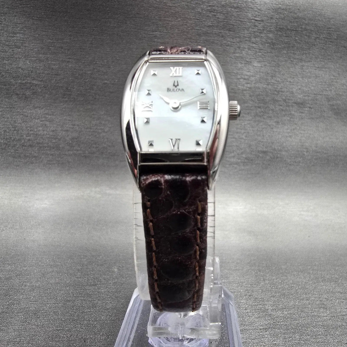 Bulova Watch Women 19mm MOP Dial Silver Tone Tonneau 96T17 New Battery5
