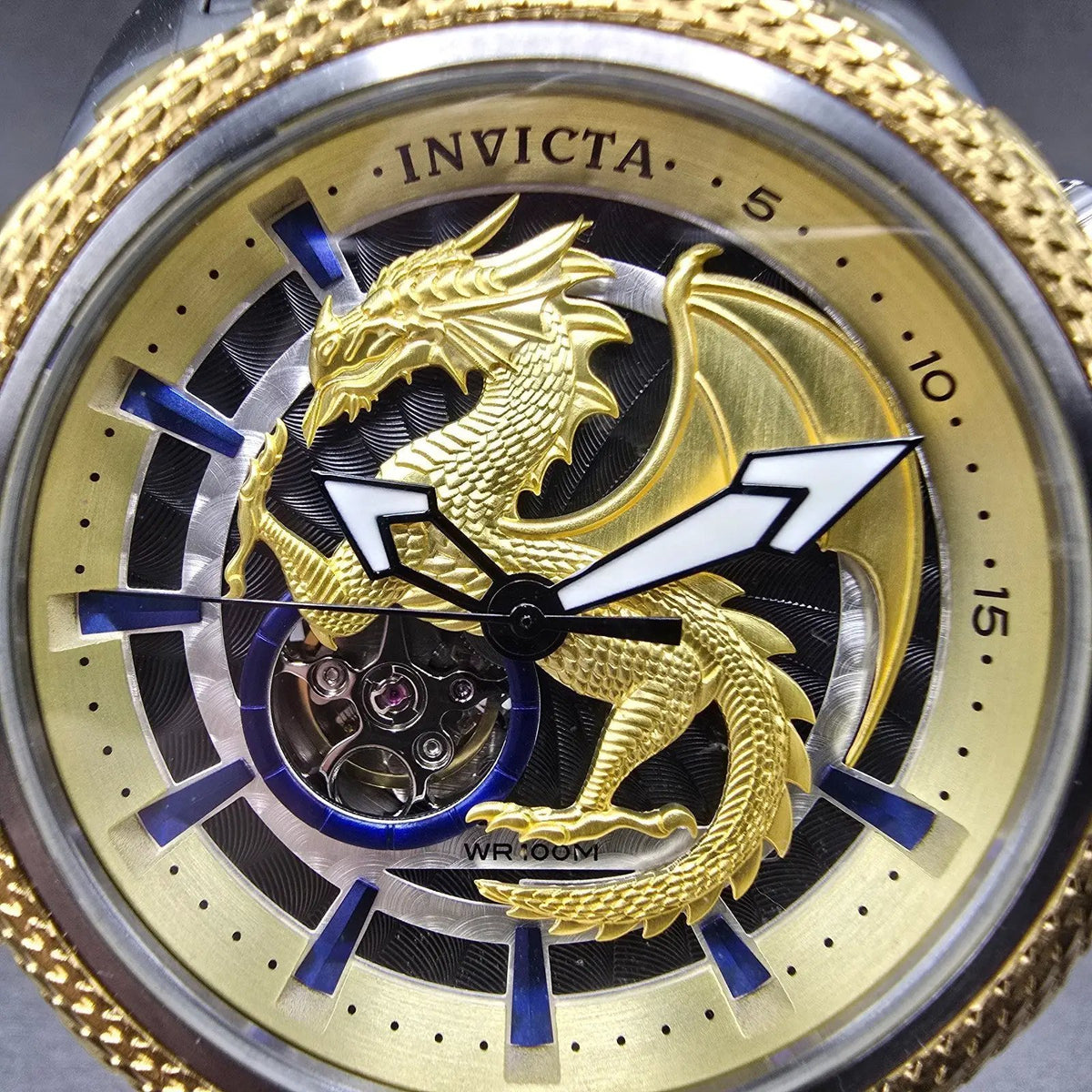 Invicta Reserve Automatic Watch Men 50mm Gold Dial Two Tone Dragon 32092 Runs1