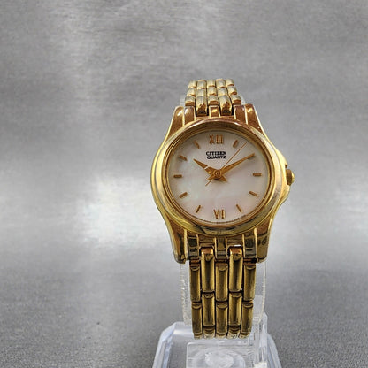 Citizen Watch Women 23mm MOP Dial Gold Tone Round 6031-352543 New Battery