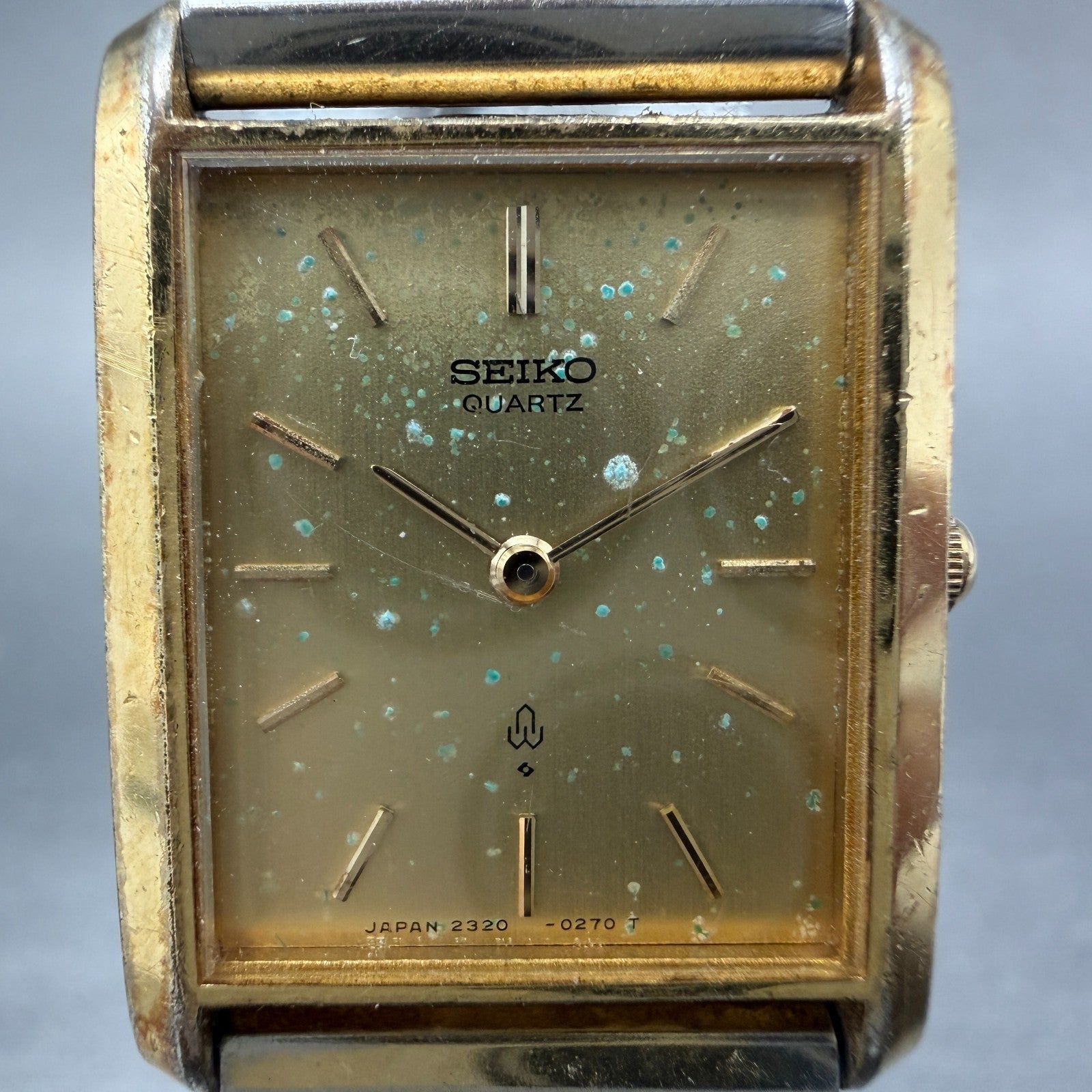 Seiko Tank Watch Women 21mm Champagne Dial Gold Tone 2320-5130 New Battery1