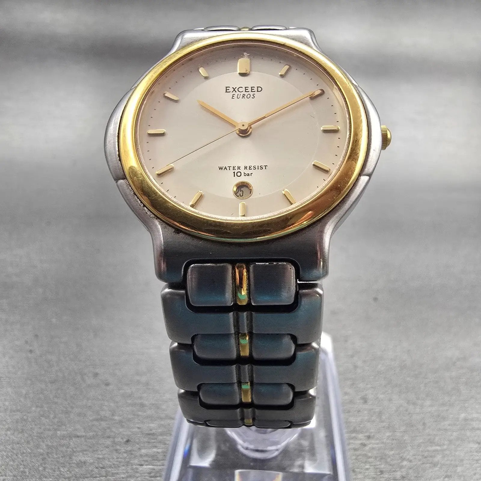 Citizen Exceed Watch Men 33mm Champagne Dial Two Tone Date 2710-274300 New Batt5