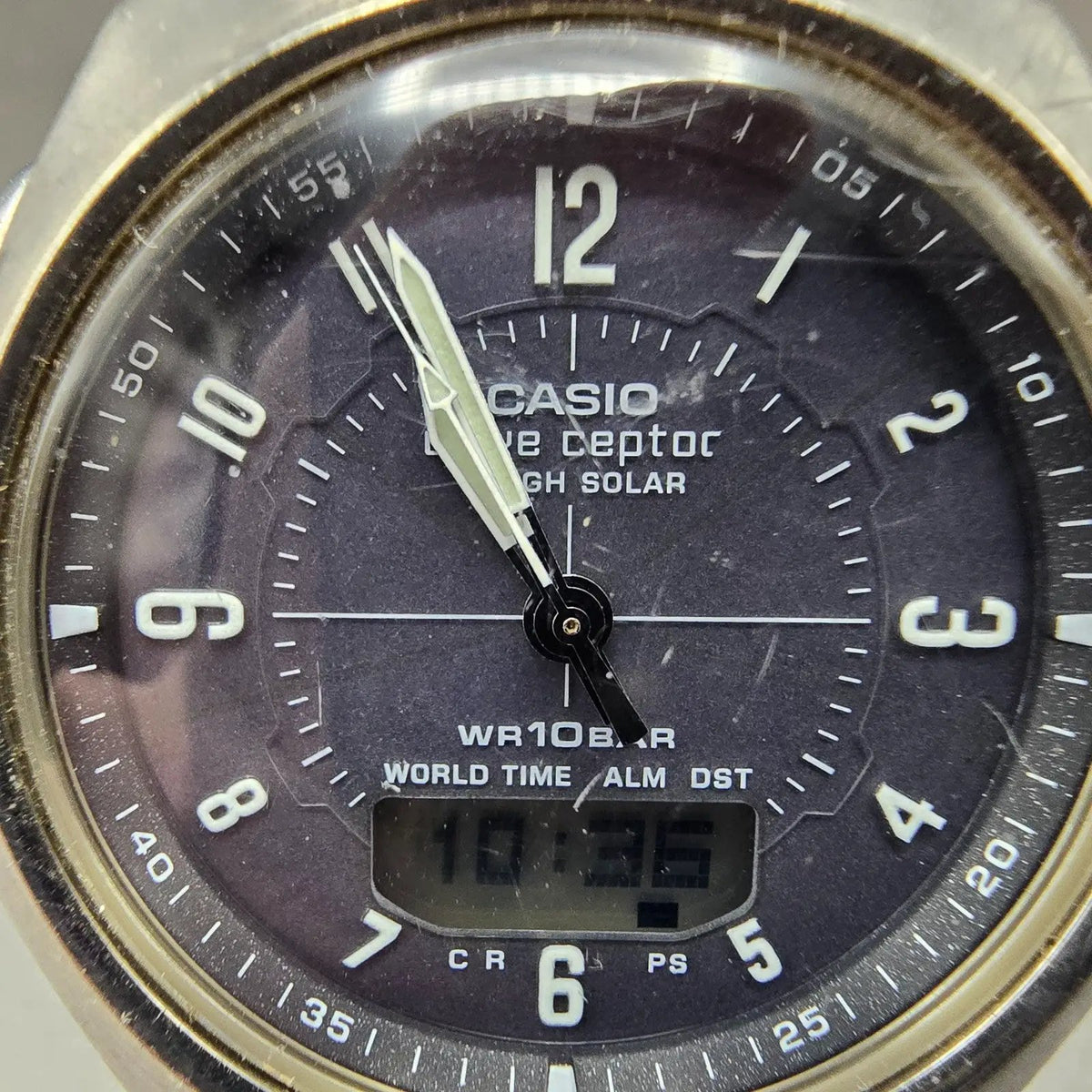 Casio WVA-430TJ Watch Men 42mm Blue Dial Silver Alarm Chrono Waveceptor PARTS2