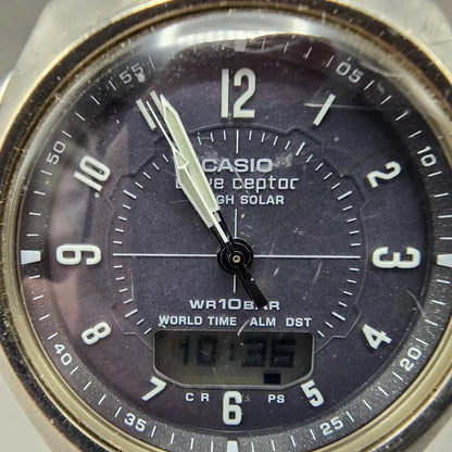 Casio WVA-430TJ Watch Men 42mm Blue Dial Silver Alarm Chrono Waveceptor PARTS2