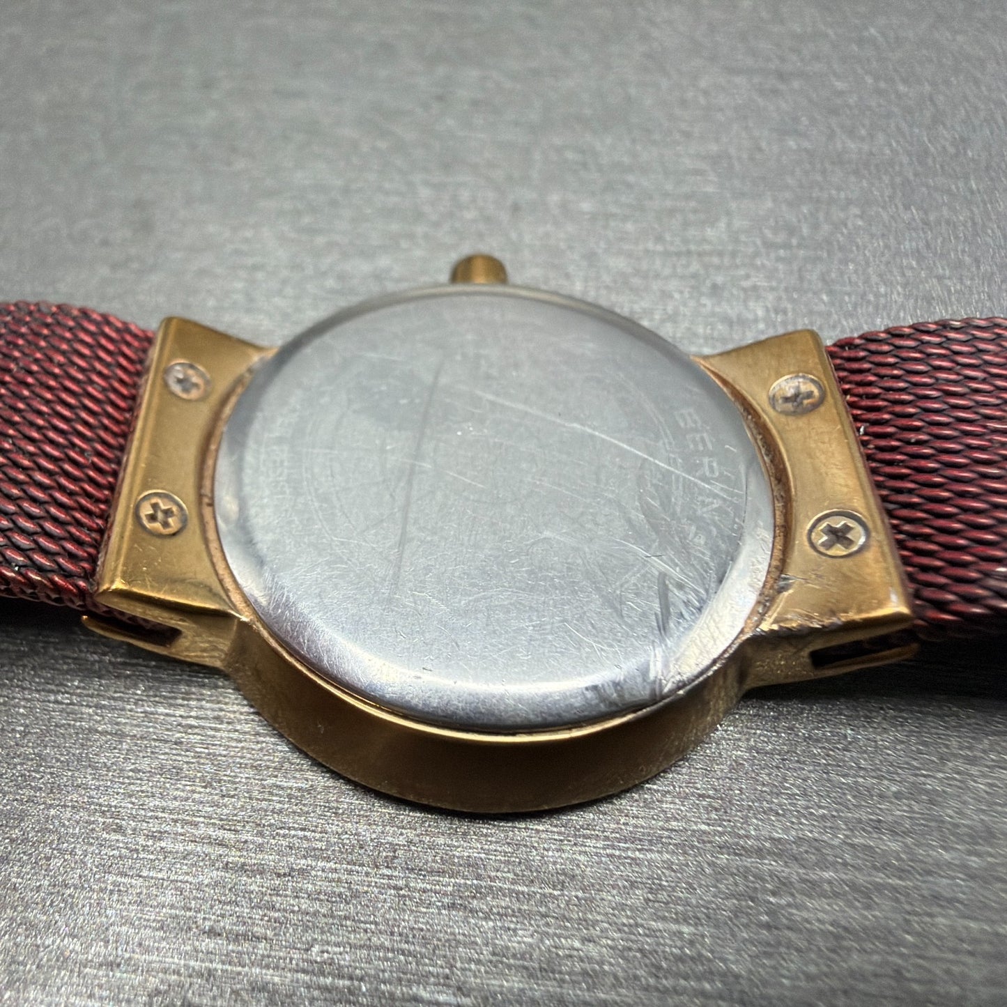 Bering Watch Women 25mm Red Dial Rose Gold Tone Round READ!!! New Batt 10126-36312