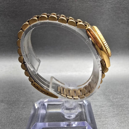 Seiko President Watch Women 24mm Gold Dial Gold Daydate 7N83-0041 New Battery8
