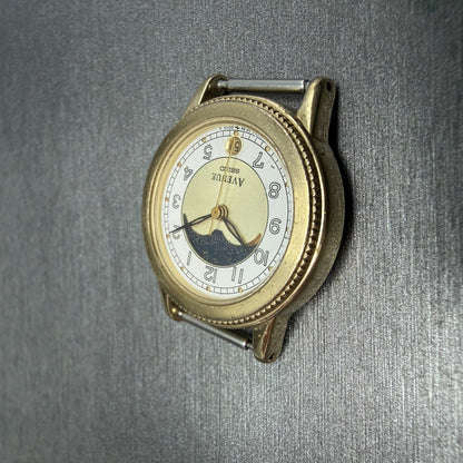 Seiko Avenue Moon Phase Watch Women 24mm White Dial Gold Tone 4K34-0010 PARTS4
