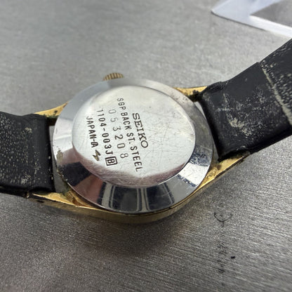 Seiko Watch Women 23mm Gold Dial Gold Tone Round Manual 1104-003J Wind Runs VTG9