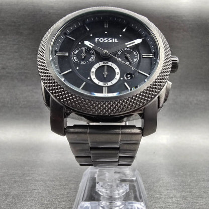 Fossil Machine Watch Men 45mm Gray Dial Gray Tone Chrono Date FS4662 New Battery5